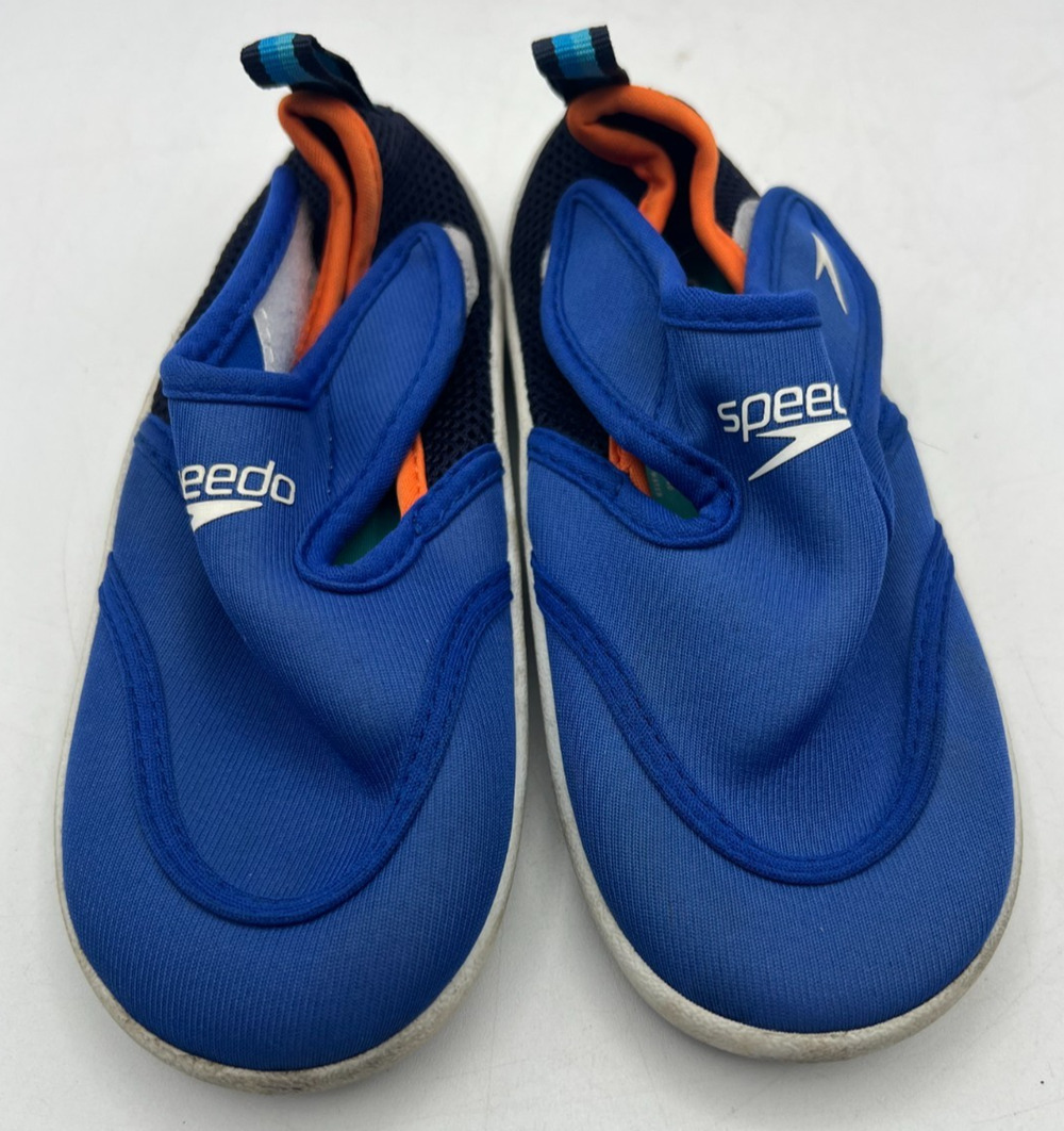 Speedo Kids Water Shoes Size L 9 10 Blue Slip On Swim Pool Beach Aqua Sneakers